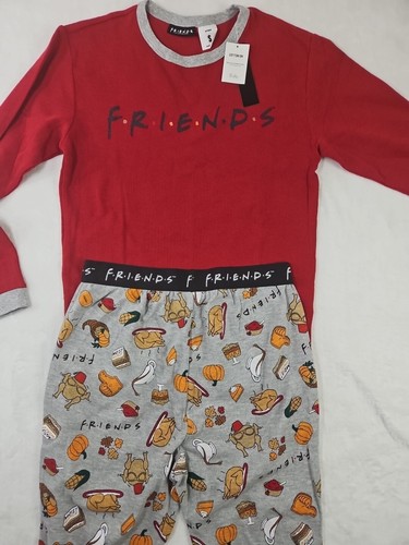 Cotton On Plaid Friends Thanksgiving Pajamas Set Unisex Small Flannel Turkey New - Picture 7 of 14