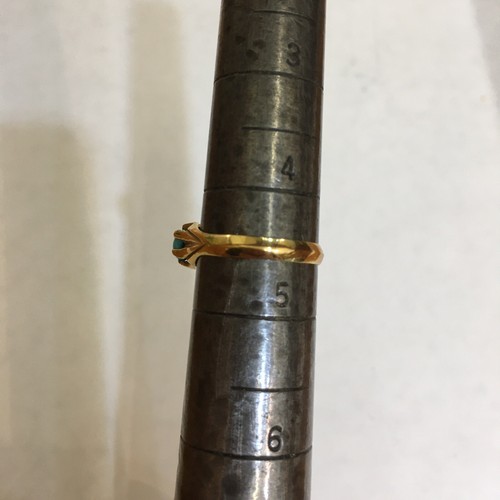 Edwardianischer Damenring 18 Karat Gold natürlicher persischer Türkis 1,8 Gramm Größe 4,5 - Bild 9 von 9