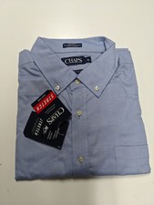 CHAPS STRETCH SIZE XL UNIFORM SHIRT LONG SLEEVE DRESS SHIRT BLUE