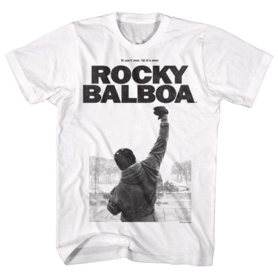 Rocky T-Shirt Top Of Stairs It Ain't Over Til It's Over White Tee