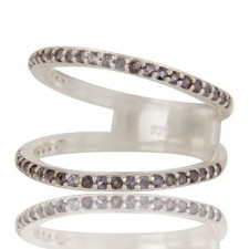 Iolite Gemstone Double Eternity Band Ring Sterling Silver Engagement Ring