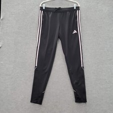 Adidas Women Activewear Track Pants Medium Black Skinny Logo Mid Rise Drawstring