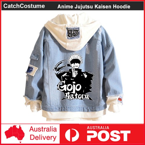 Anime Jujutsu Kaisen Denim Hoodie Jacket Satoru Gojo 3D Printed ...