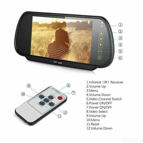 7" Car Rearview Mirror Monitor 12v 24v For Car Truck Van Backup Reversing Camera - Picture 9 of 12