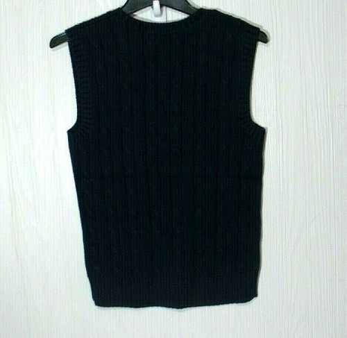 Chaps Cable Knit Sweater Vest Navy Blue Size Medium 10-12 NWT - Picture 2 of 3