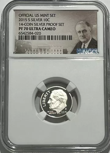 2015 S NGC PF70 ULTRA CAMEO SILVER PROOF ROOSEVELT DIME 10C PORTRAIT LABEL