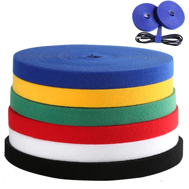 Reusable Ties Double Sided Hook & Loop Strapping Tape Cable Ties 10/15/20/25mm - Image 2 of 4