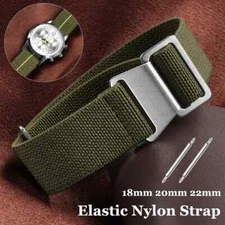 18/20/22mm Nylon Braided Watch Band Elastic Nylon Strap French Troops Parachute