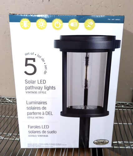 5 Pack GTX Vintage Style LED Solar Pathway Garden Natural Light Glass Costco - Picture 5 of 19