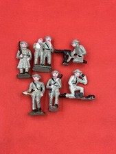 6 Vintage Grey Iron Doughboy Metal Toy Soldiers WWI w/ RARE Wounded Soldier