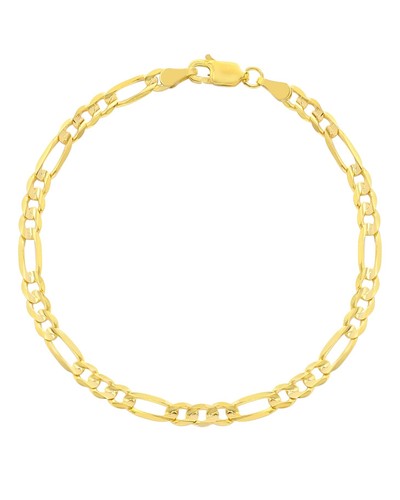 Floreo 10k Gelbgold 4mm massives klassisches Figaro Armband oder Fußkettchen - Bild 1 von 5
