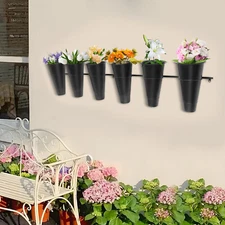 6 Pack Decorative Flower Display Stand with Buckets, Wall-mounted Flower Display