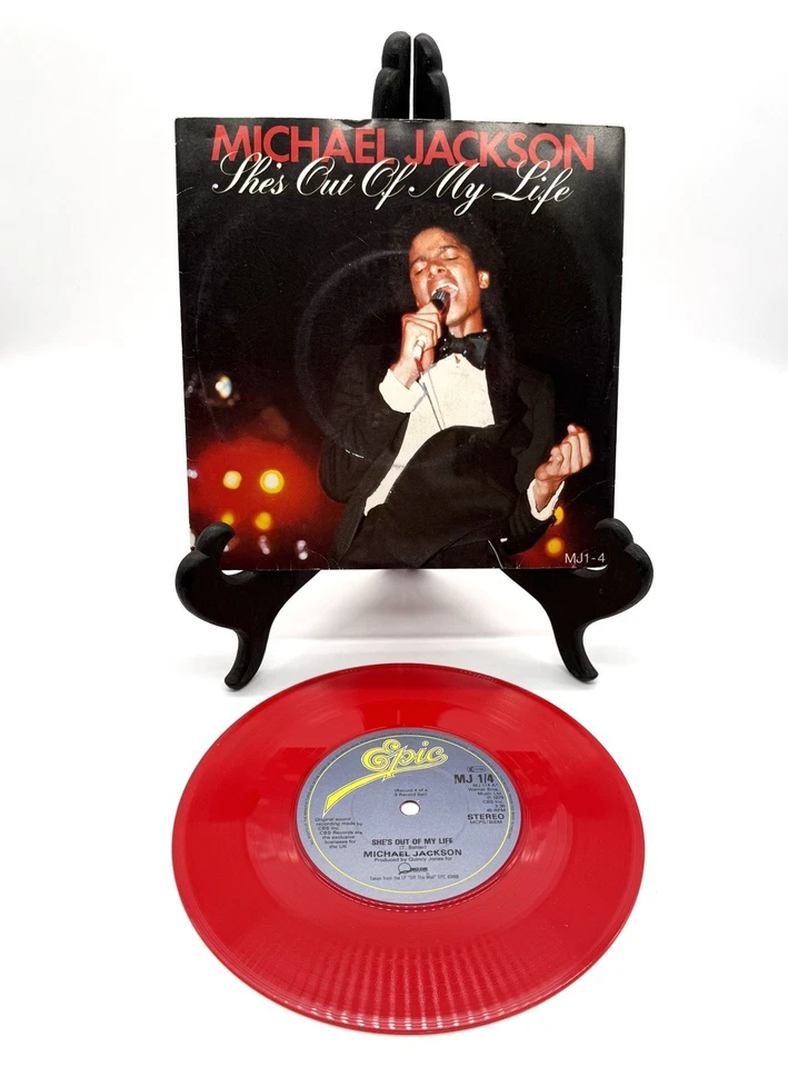 Michael Jackson Red Vinyl 45 RPM Lot of 9 w/ Picture Sleeves - Rare UK Set - Image 2 of 4