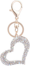 Heart Shape Keychain Charm Pendant Handbag Bag Keychain Key Ring Gold 