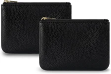 2 Pcs Leather Coin Purse Pouch Change Holder with Zipper for Men Women