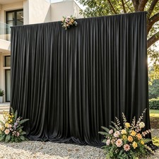 Black Backdrop Curtains for Parties Wedding, 2 Panels Wrinkle Free Polyester ...