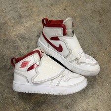 Sky Jordan 1 PS Niños Zapatos 11.5C Blanco Rojo Universitario BQ7197-103 Mid Top Tenis