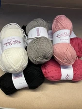 Lot Of 9 Skeins Knit Picks Swish Superwash Dk yarn With Kitty Mittens Pattern