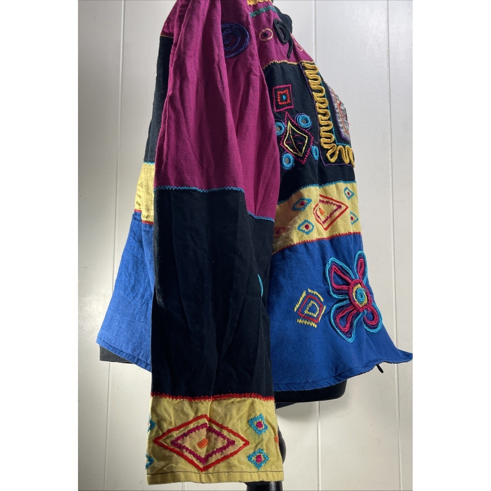 Abstract Patchwork Embroidered Jacket Kimono Coll… - image 19