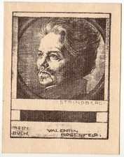 KARL BAUER: Exlibris für Valentin Rosenfeld, "Strindberg"