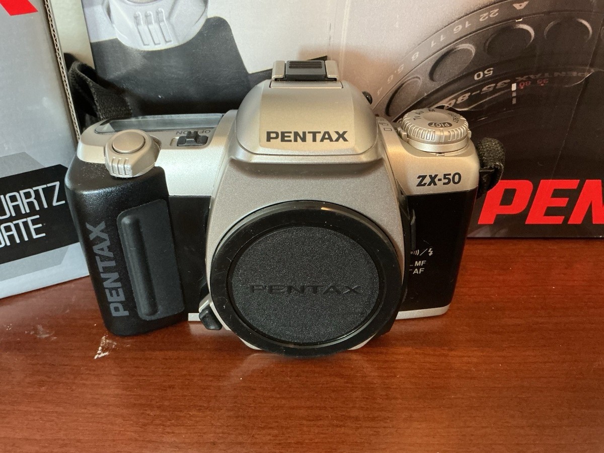 Vintage Pentax ZX-50 Camera Bundle W/ Lens, Flash, Case, Film