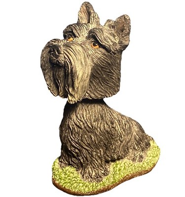 VINTAGE Scottie Dog Bobblehead Figure, Black Scottish Terrier Breed Resin Art 3 