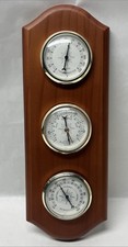 Vintage Springfield Weather Station Barometer Thermometer Humidity Wood Base