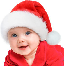 Christmas Santa Hat for Kids  Baby,Thicken Unisex Velvet Classic Santa Claus Ha
