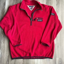Vintage Tommy Hilfiger Men's M 1/4 Zip Fleece Pullover Sweatshirt Red 90s Y2K