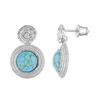 Cavill Silberohrringe Damen 925 Sterling 2,3Ct TüRkis Rund Spirale