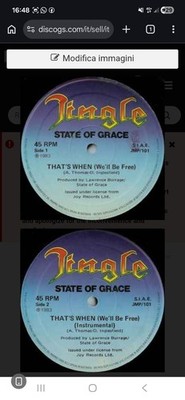 Vinyl 33 Giri State Of Grace (3) - That's When (We'll Be Free) (12'')