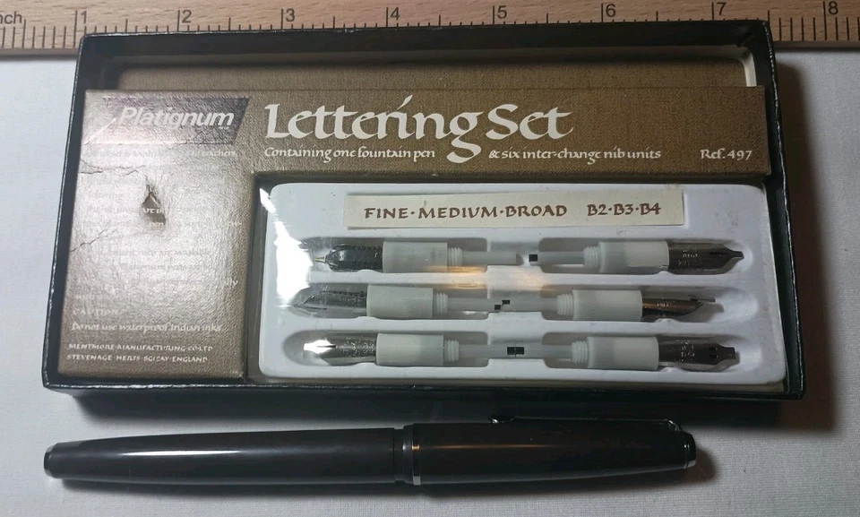 Juego de Letras Platignum Pluma Estilográfica y 6 Plumillas - Inglaterra De Colección - Las Plumillas Están Selladas Foto 3 de 3