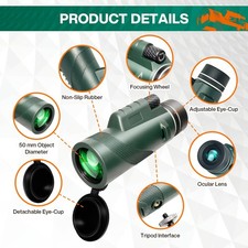 Cost-Effective Durable Stable Easy to Use 10x50 High Powered Monocular Telescope