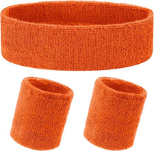 3Pieces Sweatband Set, Sports Headband and Wristbands, Set of 1 Headband and 2 W