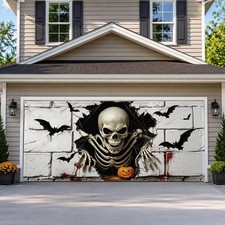 6X13 FT Halloween Skull Garage Door Decorations, Halloween Decorations, Waterpro
