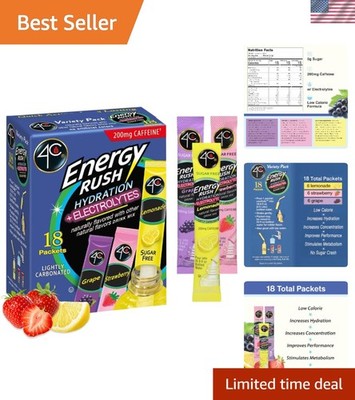 18-Count Energy Rush Electrolyte Stix   On-the-Go Hydration with Vibrant Flavors