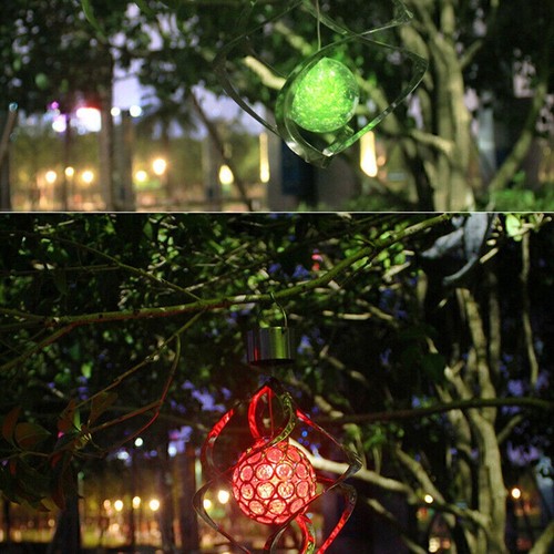 Solar LED Colorful Change Spiral Lamp Garden Yard Decor Hanging Wind chime Light - Picture 2 of 5