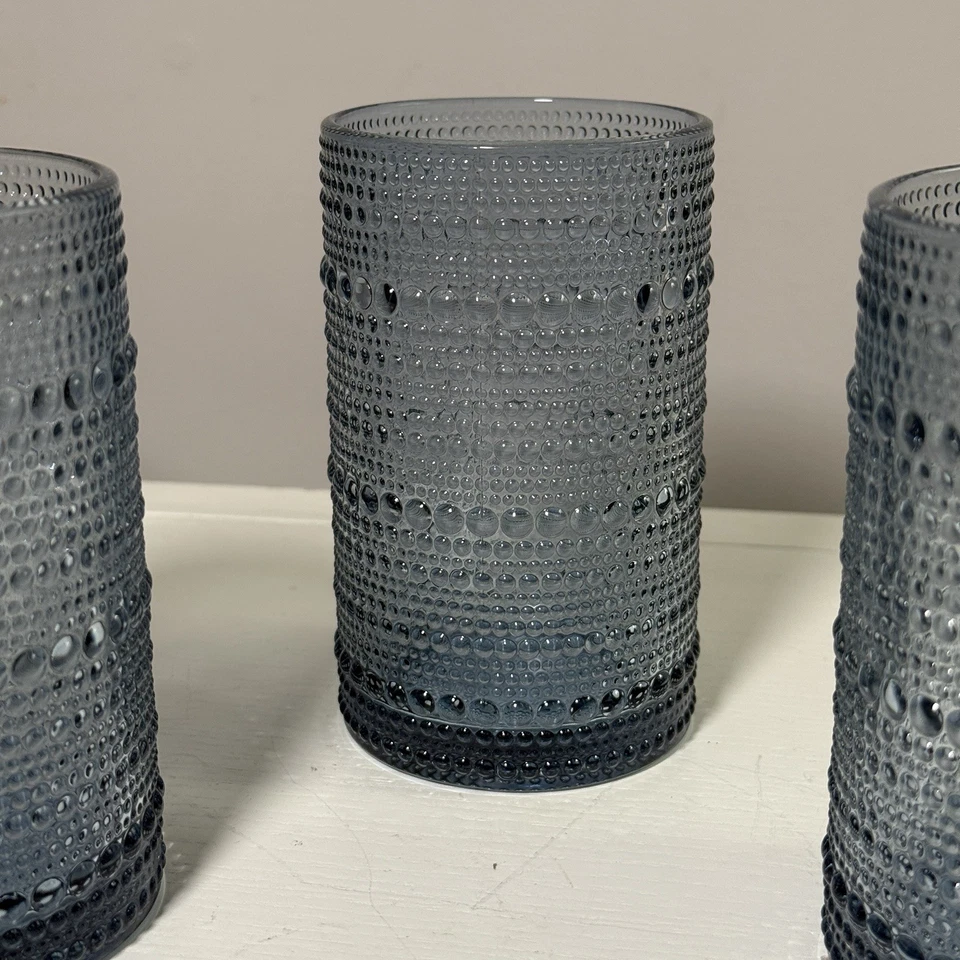 Juego de 4 vasos con textura de guijarros Fortessa Jupiter 13 OZ azul aciano Foto 4 de 4