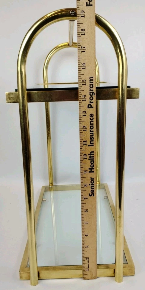 Винтажная стеклянная латунная подставка для растений Etagere витрина полка 19 дюймов T 2 уровня арочный верх уникальная - Изображение 4 из 4