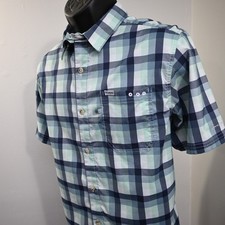 Columbia PFG Vented Fishing Shirt Plaid Omni-Shade Short Sleeve Mens Medium