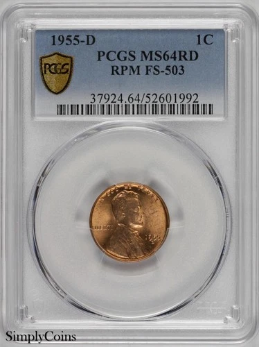 1955-D RPM FS-503 Lincoln Wheat Penny PCGS MS64 RD RED Cent