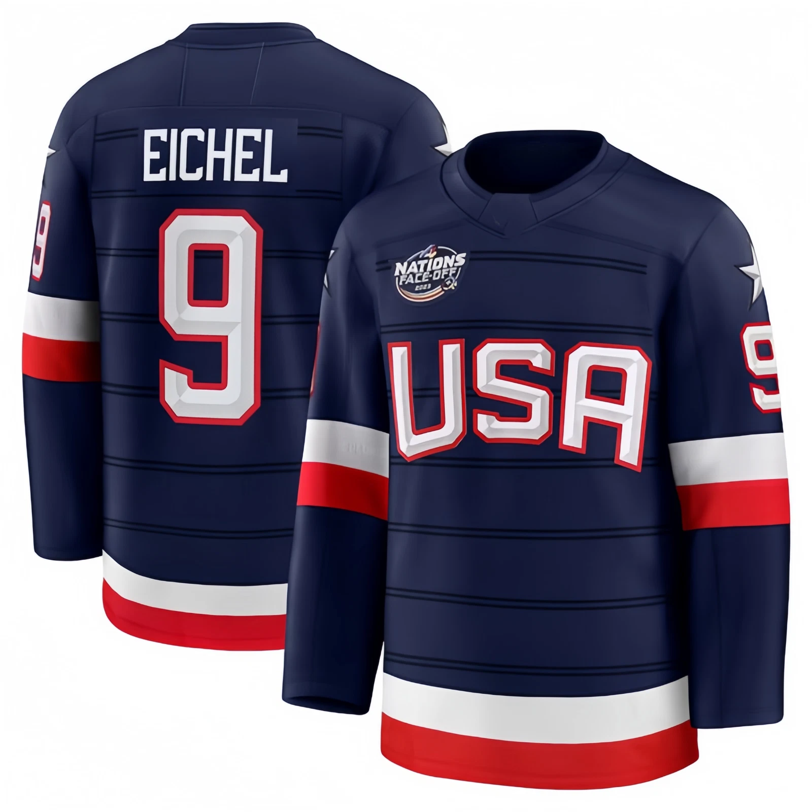 Custom Men's Navy 2025 4 Nations Stitched Hockey Jersey