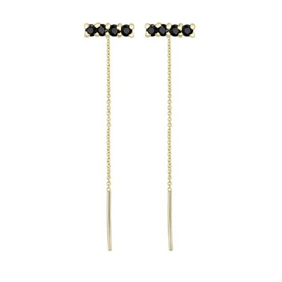 CZ Bar Threader Chain Dangle Drop Earrings for Women S925 Sterling Silver Minima