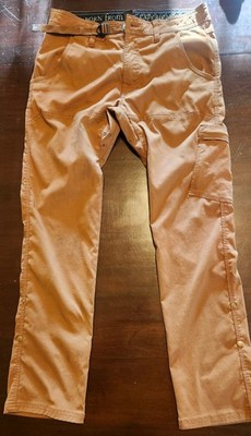 Iconic Rugged prAna Stretch Brion Straight Fit Brown Pants 32W x 32L Mens SPF50 