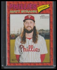 2026 Topps Heritage #193 Matt Strahm Color of the Year (Heritage Orange) #/77