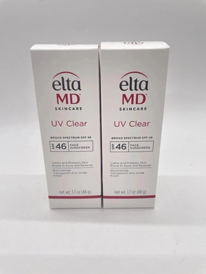 #ad 2 PACK UV Clear NON TINTED SPF 46 FACIAL SUNSCREEN 1.7 OZ 2029 EXP NEW IN BOX $30.00