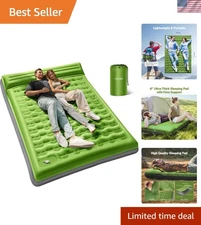 Plush & Durable 6" Camping Sleeping Pad - Ultralight Self-Inflating Air Mattress