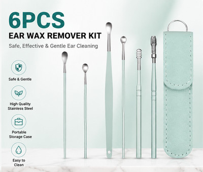 6Pcs 360° Spiral Ear Wax Remover Kit, Soft Silicone Ear Pick Cleaning Tools 