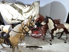 Johnny West Covered Wagon & Horses Lot W/ Accessories Marx Vintage  READ