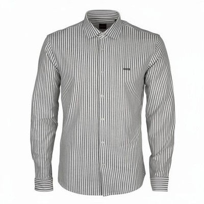 BOSS Herren Hemd langarm Mysoft 2 M Slim Fit grün weiß gestreift 50519748 326 br